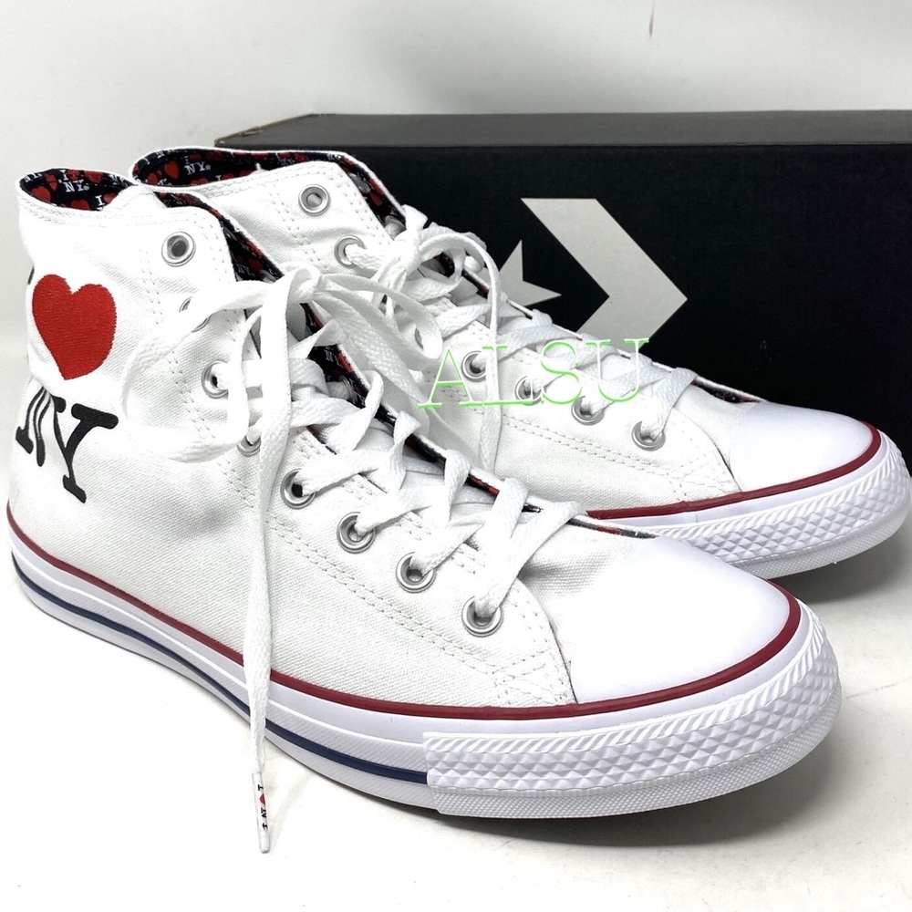Converse Ctas High Top Canvas I ❤️ NY White Men’s Size 161184F - Picture 6 of 7
